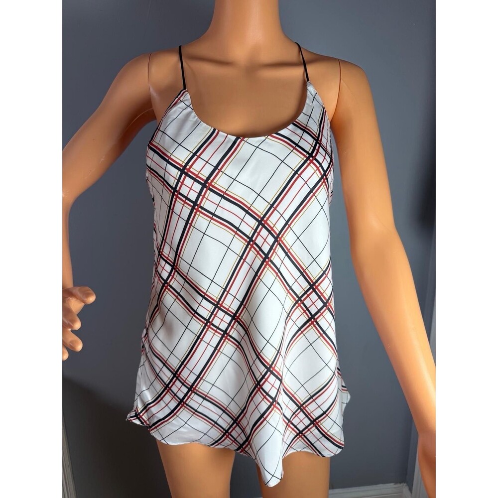 The Limited Womens Cami Top Small NWT Plaid Spaghetti Strap Cami Tank White Red.